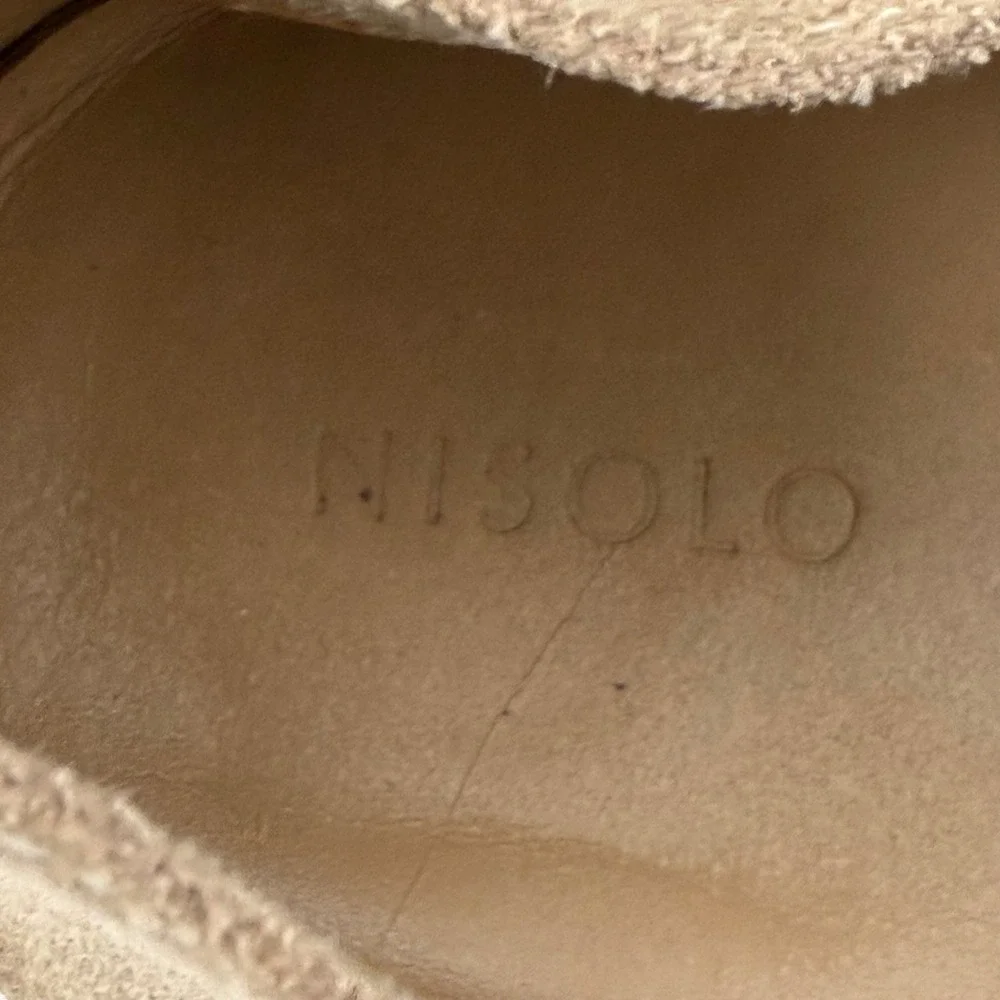 Nisolo Diego Low Top Derby Suede Shoes Mens 11 Sand Tan Leather Oxfords CR202419